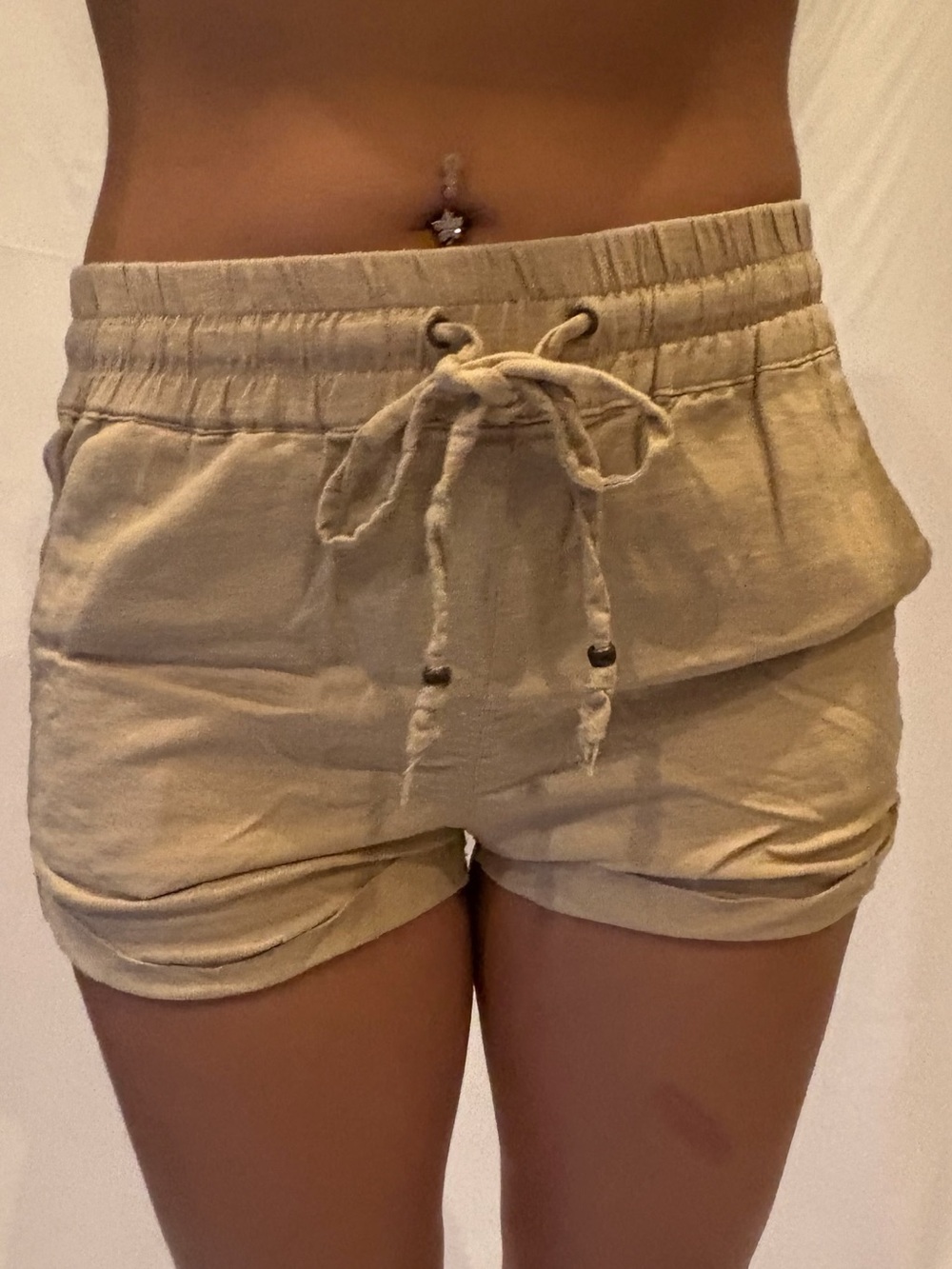 Love Tree Tan Drawstring Athletic Shorts